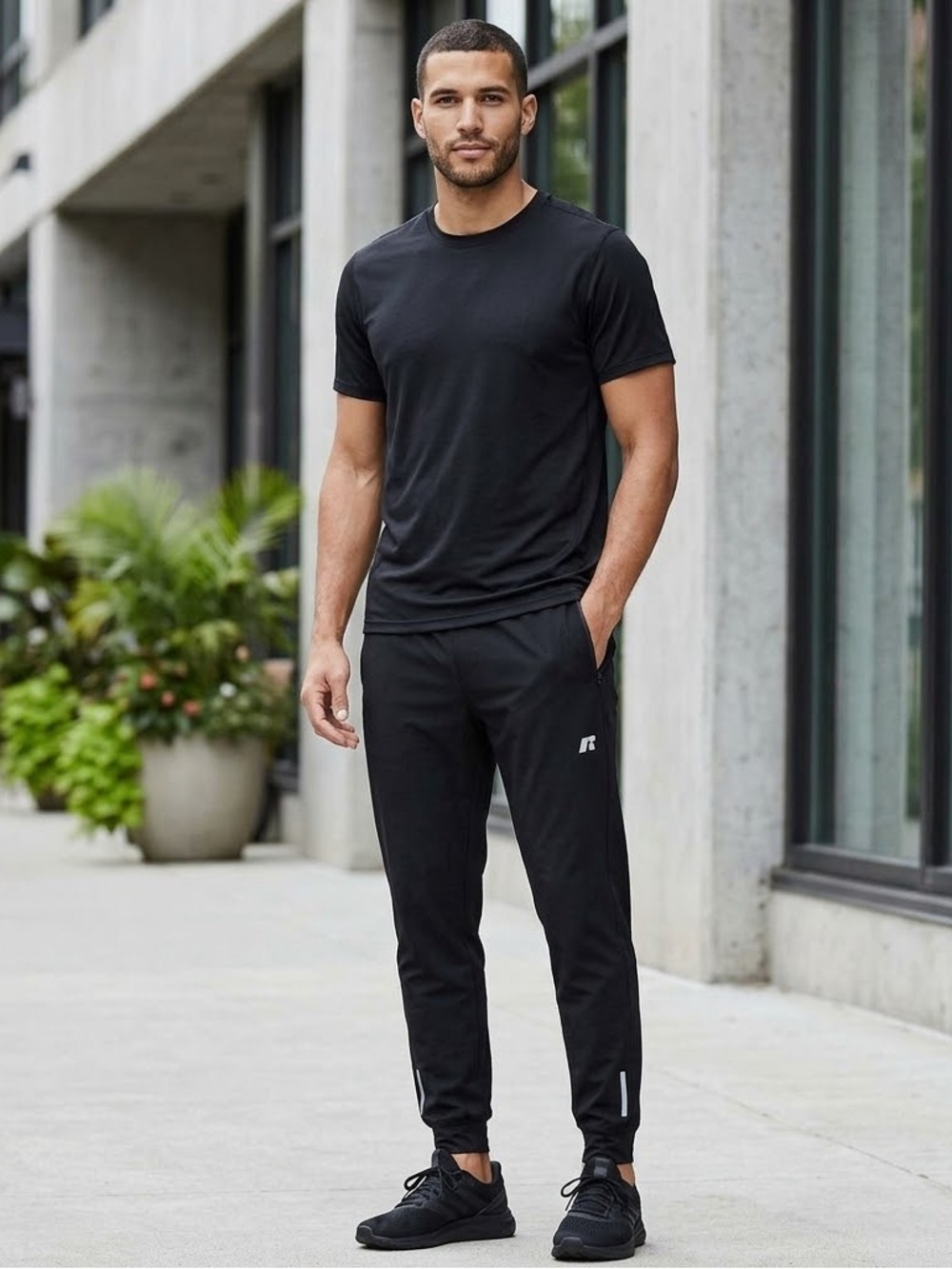 Men's Black Active Jogger Pants - Performance Fit, Russell Athletics Size Large